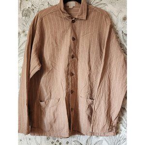 Tan Linen  Boxy Oversize Button Down Shirt Shacket by Esprit Collection Medium M